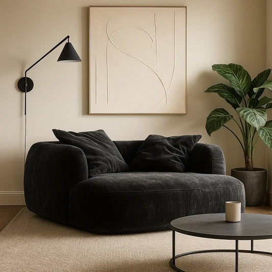 Sillón Chaise Longue Moderno en Tela Negra de Diseño Minimalista