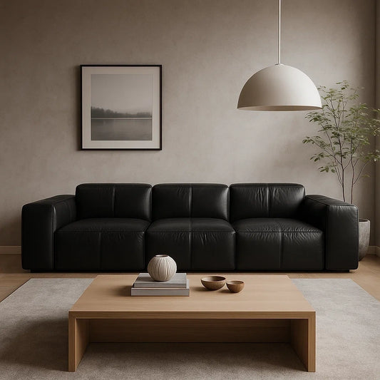 Sofá Modular de 3 Plazas en Tela Negra con Cojines Incluidos