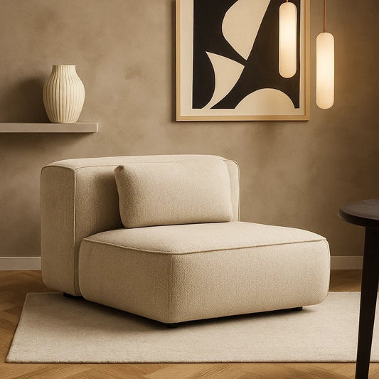 Sofá Modular Individual Sin Brazos de Tela Beige