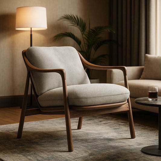 Sillón Moderno de Madera Maciza con Cojines Acolchados