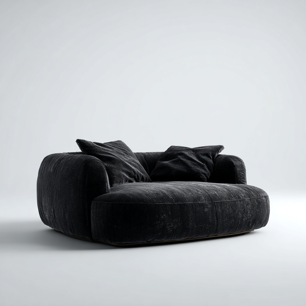 Sillón Chaise Longue Moderno en Tela Negra de Diseño Minimalista