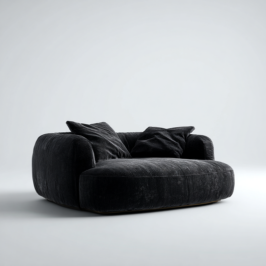 Sillón Chaise Longue Moderno en Tela Negra de Diseño Minimalista