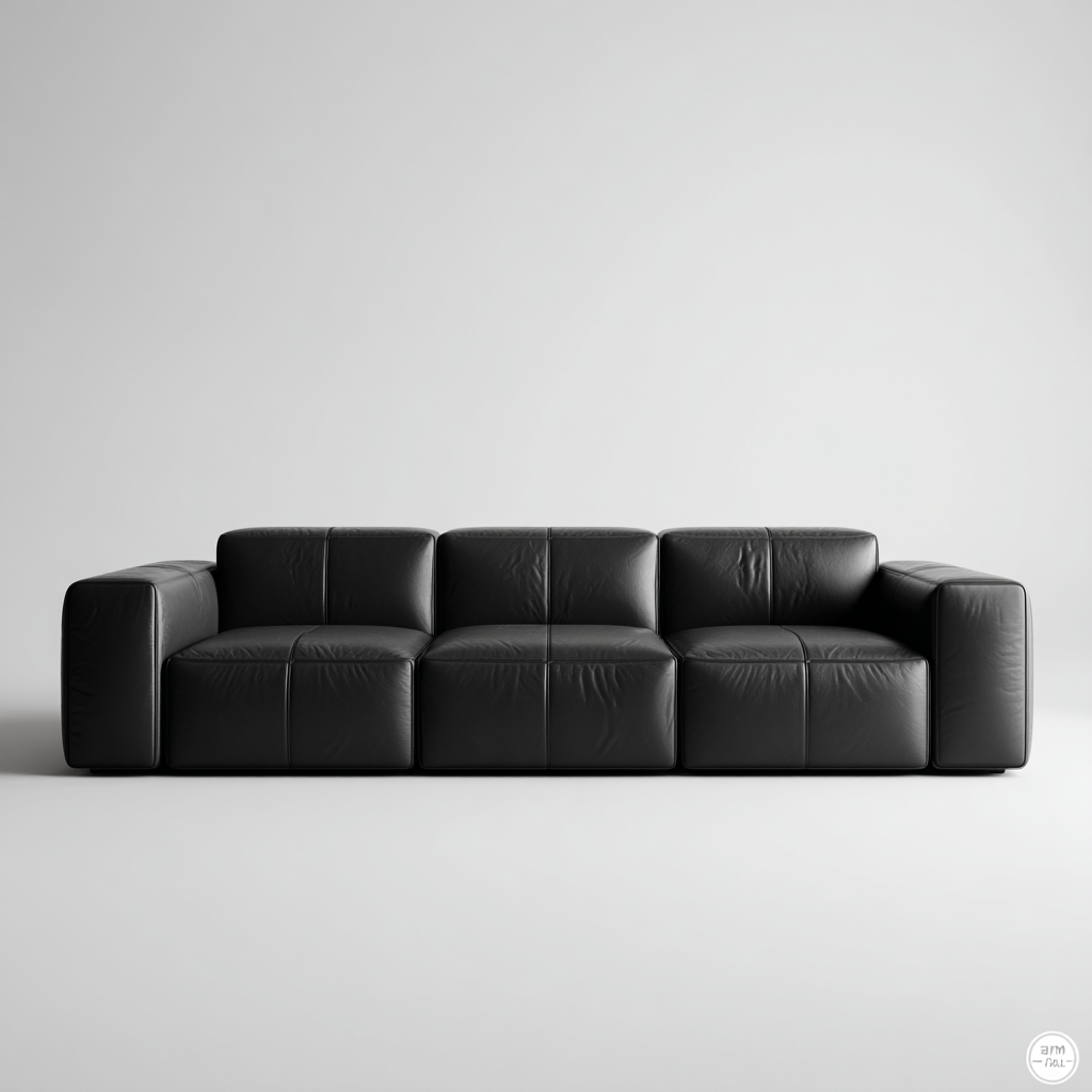 Sofá Modular de 3 Plazas en Tela Negra con Cojines Incluidos