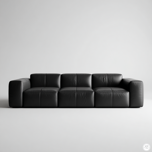 Sofá Modular de 3 Plazas en Tela Negra con Cojines Incluidos