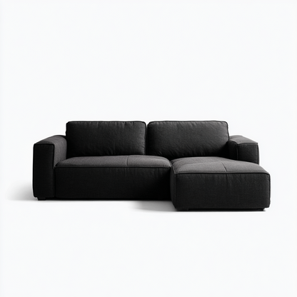 Sofá Chaise Longue de 3 Plazas en Tela Negra Moderna