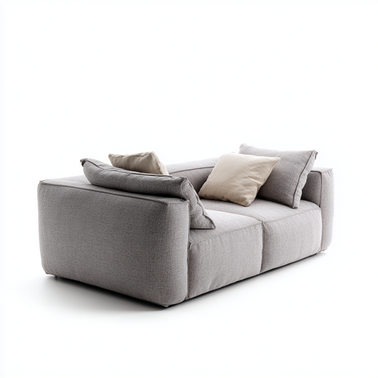 Sofá de 2 Plazas en Tela Gris Claro con Cojines Decorativos