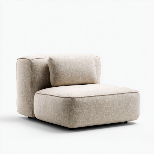 Sofá Modular Individual Sin Brazos de Tela Beige
