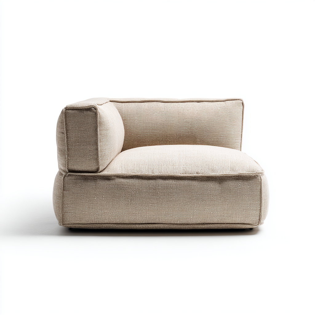 Sofá Modular Individual con Brazo Izquierdo de Tela Beige