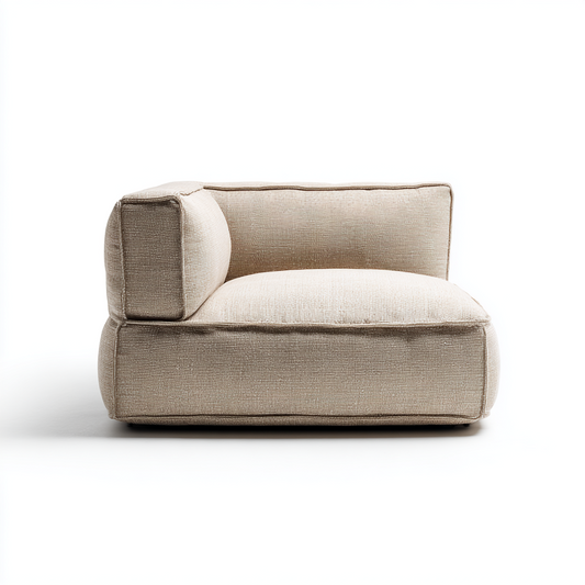 Sofá Modular Individual con Brazo Izquierdo de Tela Beige
