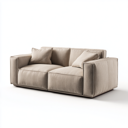 Sofá Modular de 2 Plazas en Chenilla Beige con Reposabrazos
