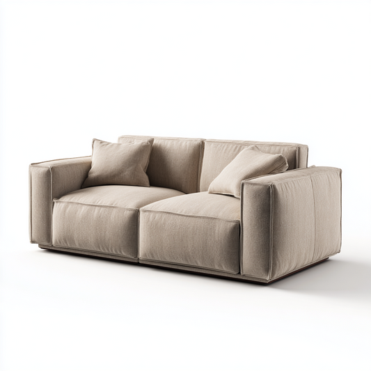 Sofá Modular de 2 Plazas en Chenilla Beige con Reposabrazos