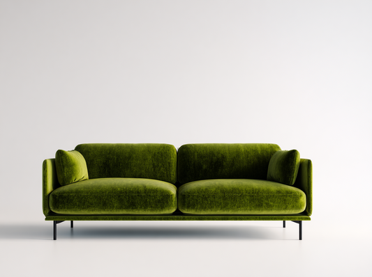Sofá de Dos Plazas en Terciopelo Verde con Diseño Moderno y Patas Metálicas