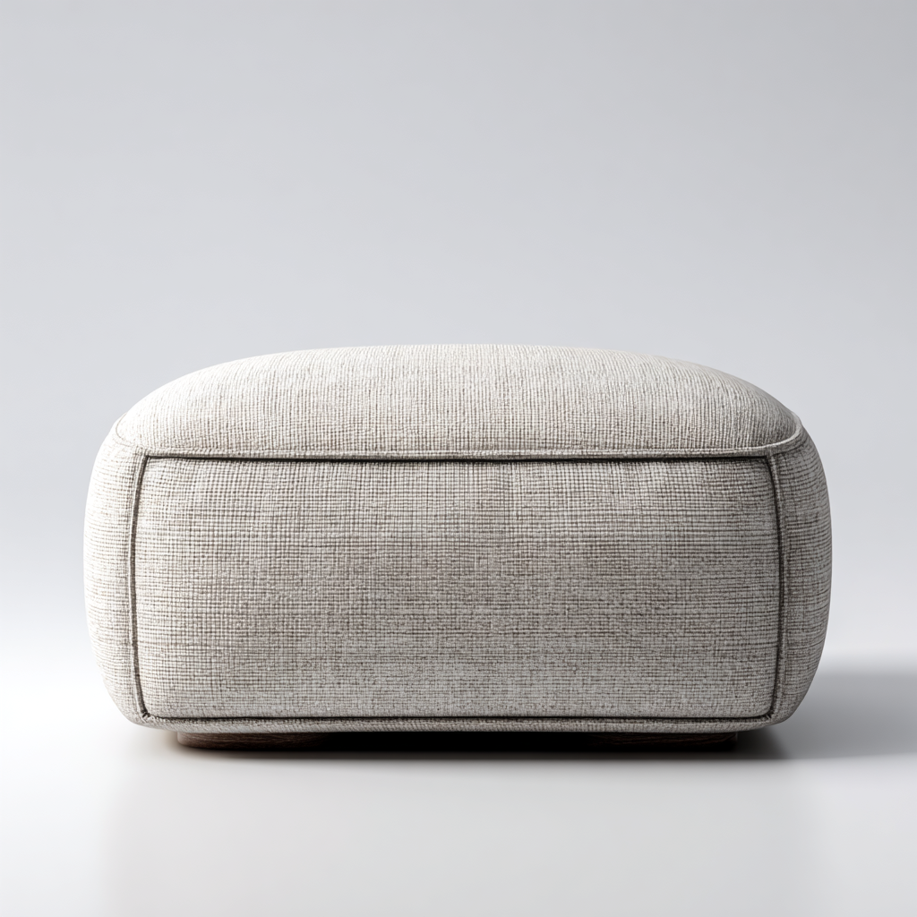 Reposapiés Ottomán Tapizado en Tela Beige Minimalista