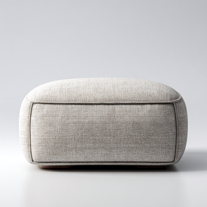 Reposapiés Ottomán Tapizado en Tela Beige Minimalista