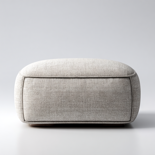 Reposapiés Ottomán Tapizado en Tela Beige Minimalista