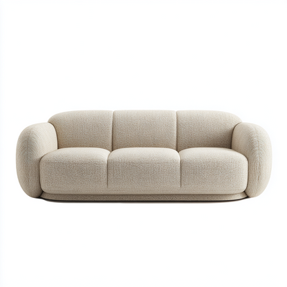 Sofá de Tres Plazas en Tela Beige de Diseño Moderno