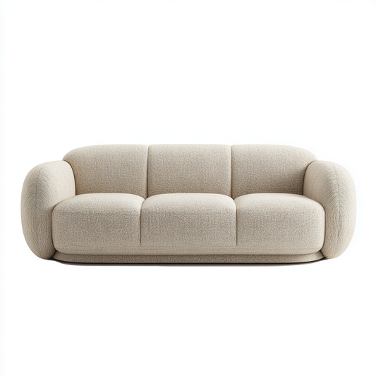Sofá de Tres Plazas en Tela Beige de Diseño Moderno