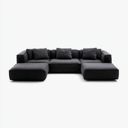 Sofá Modular Chaise Longue en Tela Gris Oscuro de Estilo Moderno