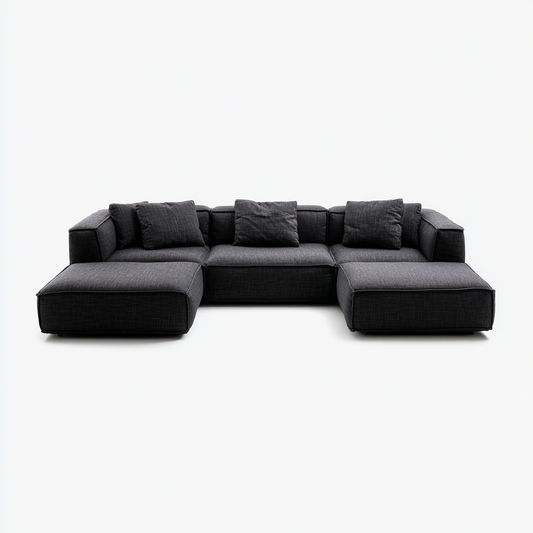 Sofá Modular Chaise Longue en Tela Gris Oscuro de Estilo Moderno