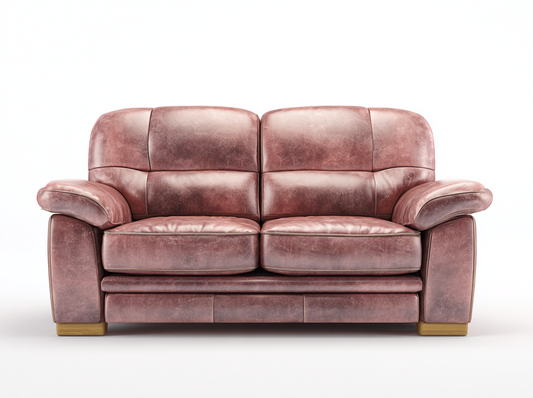 Sofá de 2 Plazas de Piel Roja Vintage con Reposabrazos Acolchados