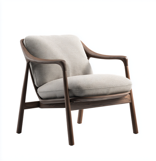 Sillón Moderno de Madera Maciza con Cojines Acolchados